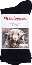 Woolpower 3-Pack: Chaussettes Doublure - Zwart - Chaussettes Laine Mérinos