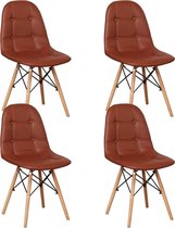 Hedendaagse design - set van 4 eetkamerstoelen - stoelen voor Eetkamer - Keuken - Kantoor - Restaurant -Scandinavische stijl - BRUIN eco-leer