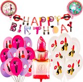 Make-up verjaardag thema - roze lippenstift tiener - decoratie feestpakket