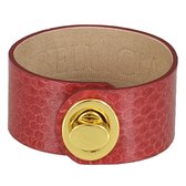 BELUCIA dames armband LK-04 kalfsleer shiny rood, goudkleurig, maat 17 cm