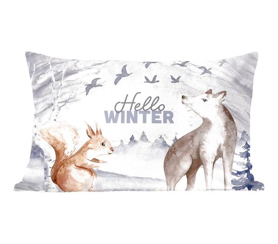 Sierkussens - Kussentjes Woonkamer - 50x30 cm - Sneeuw - Winter - Dieren - Kerstversiering - Kerstdecoratie voor binnen - Woonkamer