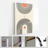 Abstracte illustratie in minimalistische stijl voor wanddecoratie achtergrond. Halverwege de eeuw moderne minimalistische kunstdruk. Boho wanddecoratie - Modern Art Canvas - Vertic