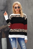 Trui Sweater Dames - Colorblock Wijnrood - Maat S