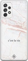 Samsung A52s hoesje siliconen - C'est la vie | Samsung Galaxy A52s case | Bruin/beige | TPU backcover transparant