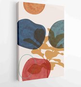 Botanische muur kunst vector set. Gouden gebladerte lijntekening met abstracte vorm 3 - Moderne schilderijen – Verticaal – 1897757386 - 40-30 Vertical