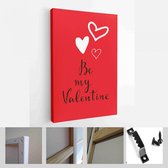 Onlinecanvas - Schilderij - Happy Valentines Day Kaarten. Handgetekende Romantische Belettering Art Verticaal - Multicolor - 50 X 40 Cm
