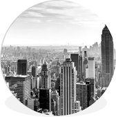 WallCircle - Wandcirkel ⌀ 120 - De Empire State Building van New York - zwart wit - Ronde schilderijen woonkamer - Wandbord rond - Muurdecoratie cirkel - Kamer decoratie binnen - Wanddecoratie muurcirkel - Woonaccessoires XXL