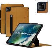 Zugu case - iPad Pro 12.9 (Gen 4 2020 / Gen 3 2018) - oersterke luxe flip-over case - volledige 360˚ bescherming – met multifunctionele standaard functie – geschikt voor Apple Pencil - Bruin