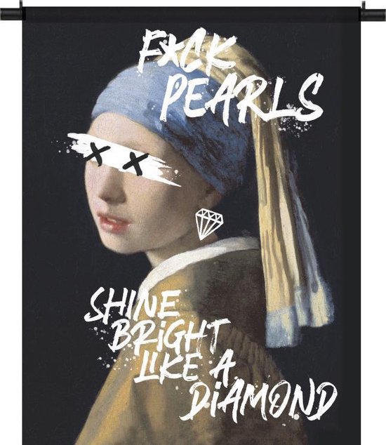 Wandtapijt - Wandkleed - Meisje met de parel - shine bright like a diamond - 120 x 170 cm - PosterGuru