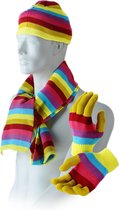 Superleuke Regenboogset Winterset XL Sjaal + Handschoenen + Muts Wintermuts Extra Lange Sjaal Das