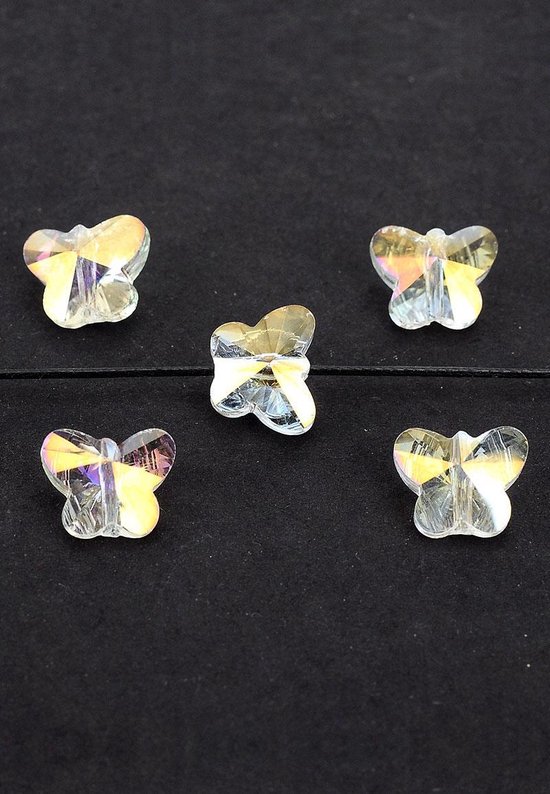 kristal vlinder facet geslepen 10x8x6mm Jonquil AB