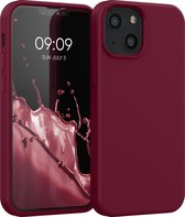 kwmobile telefoonhoesje geschikt voor Apple iPhone 13 mini - Hoesje met siliconen coating - Smartphone case in rabarber rood