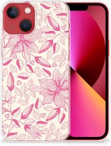 Smartphone hoesje Geschikt voor iPhone 13 Silicone Case Roze Bloemen