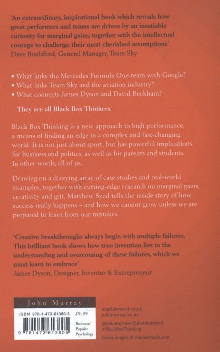 Black Box Thinking - back cover