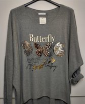 Dames trui Tamara amazing butterfly grijs XL/XXL
