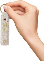ENROUGE Key Holder Classic SILVER GREY | Luxe Sleutelhanger van Echt Leer | Gepersonaliseerd met Naam of Initialen | 100% Leder | Cadeautip Inclusief Geschenkverpakking