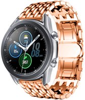 Stalen Smartwatch bandje - Geschikt voor  Samsung Galaxy Watch 3 - 45mm stalen draak band - rosé goud - Strap-it Horlogeband / Polsband / Armband