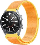 Nylon Smartwatch bandje - Geschikt voor  Samsung Galaxy Watch 3 - 45mm nylon band - lichtgeel - Strap-it Horlogeband / Polsband / Armband