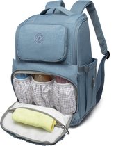Bagwise - Luiertas - Rugzak - Verzorgingstas - Baby Rug Tas - Diaper Backpack - Unisex - Crinkle Nylon - 25 LT - Licht Blauw