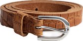 Damesriem - Leer - Cognac  Snake 2cm Zilverkleurige Gesp Maat 85 (S/M) Tannery.nl