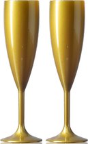 Champagneglas Goud - 2 Onbreekbare Gouden Champagneglazen - 19 cl - Kunststof Champagneglas - Herbruikbaar - Gouden Glazen - Kerst Glazen - Oud En Nieuw Glazen - Feest Artikelen - Feest Servi