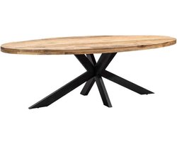 Eettafel ovaal - mango hout - 160 cm - mangohout - industrieel - tafel -