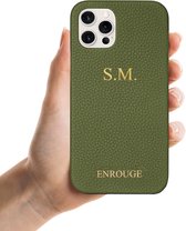 ENROUGE Iphone 12 & 12 Pro Hoesje Echt Leer + Naam Personalisatie