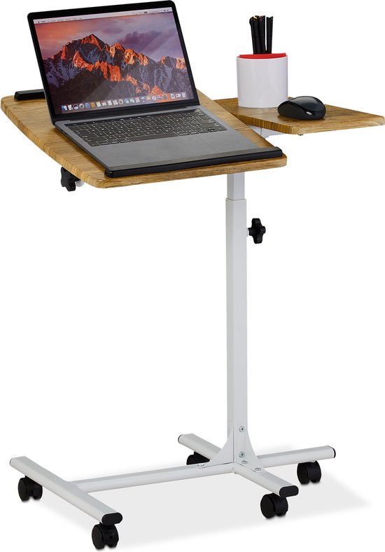 Laptoptafel verstelbaar - laptop bureau op wielen - verrijdbaar - computertafel