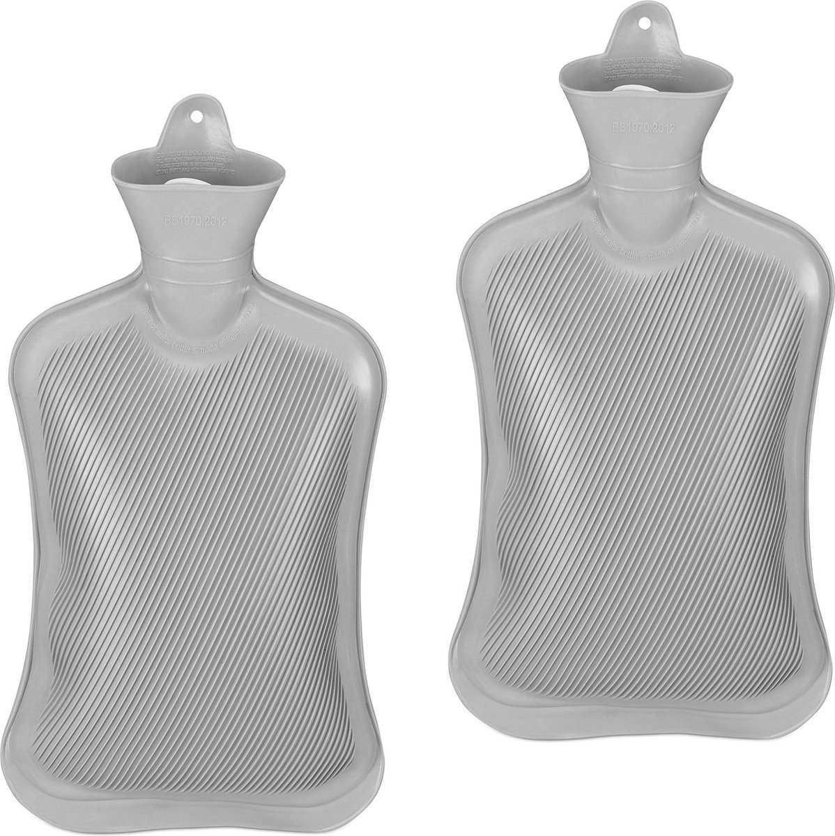 Goedkoopste 2x kruik rubber - warmwaterkruik - zonder hoes - 2 l - waterkruik - grijs