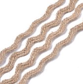 Jute Band Zigzag Lint 6mm (0,6cm) | Zig Zag Ric Rac | RicRac Lint | Naturel Burlap Ribbon | Beige Bruin | Kerstlint | Cadeaulint | Decoratielint | Rol: 5 Meter
