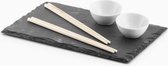 Excellent Houseware Sushi Servies - voor 2 Personen - Set - 7-delig - Leisteen - met stokjes