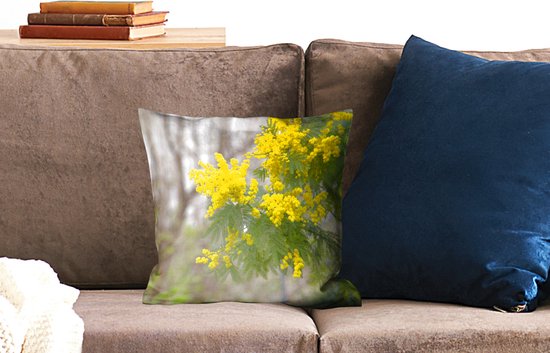 Kussenhoes 40x40 cm - Sierlijke mimosa bloem - Katoen / Polyester - Voor Binnen