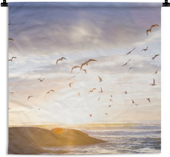Tenture murale - Tissu mural - Image calme d'oiseaux au coucher du soleil -  180x180 cm... | bol.com