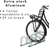 Fietsenrek voor 4 Fietsen - Aluminium - Ruimtebesparend - fiets rek - fiets opbergen - muur of grond - fietsenstelling