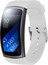 Siliconen Smartwatch bandje - Geschikt voor Samsung Gear Fit 2 / Gear Fit 2 Pro siliconen bandje - wit - Strap-it Horlogeband / Polsband / Armband