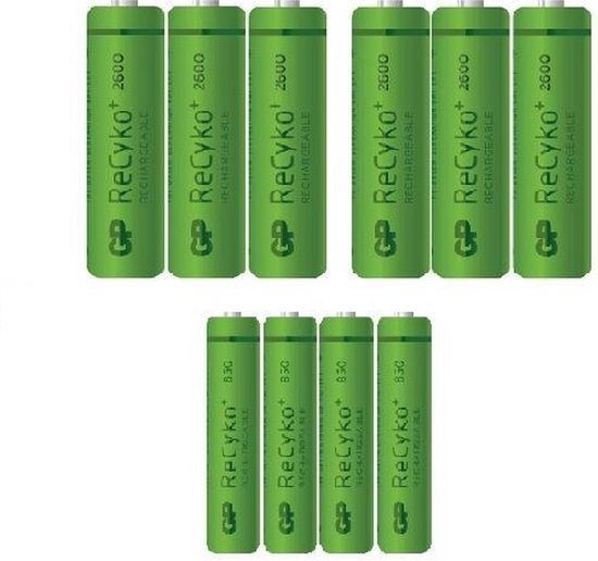 GP 6x AA 2600 + 4x AAA 850 ReCyko+ Oplaadbare Batterijen -10 stuks | bol.com