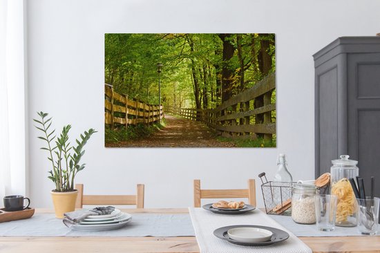 Canvas Schilderij Laantje in de zomer - 120x80 cm - Wanddecoratie