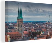 Canvas Schilderij Uitzicht over de Duitse stad Neurenberg - 60x40 cm - Wanddecoratie
