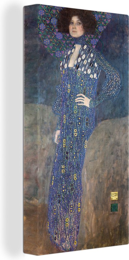 Canvas Schilderij Portret van Emilie Flöge - schilderij van Gustav Klimt - 40x80 cm - Wanddecoratie