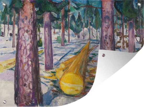 Tuinschilderij The Yellow Log - Schilderij van Edvard Munch - 80x60 cm - Tuinposter - Tuindoek - Buitenposter