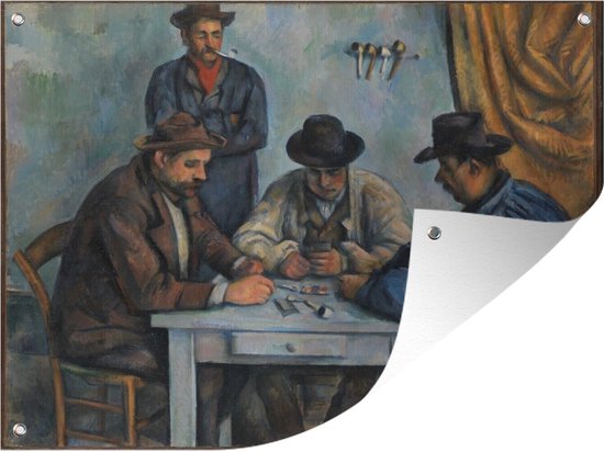 Muurdecoratie buiten De kaartspelers - Schilderij van Paul Cézanne - 160x120 cm - Tuindoek - Buitenposter