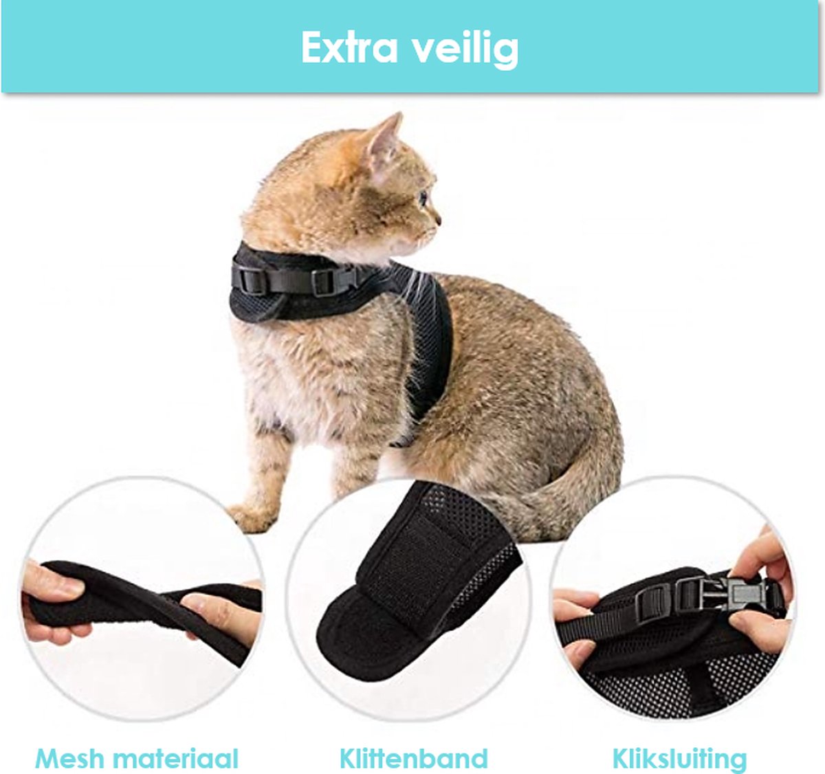 TOPBELIEF Kattentuigje, Verstelbaar Kattentuigje Met Riem, Kattenharnas, Ontsnappingsbestendig Harnas Met Riem, Reflecterend Harnas, Ademend, Instapcomfortabel Choke-Proof Buitenvestentuig, Geel, M