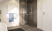 Welltherm luxe badkamerverwarming 850 Watt, satin wit, glazen IR verwarmingspaneel zonder handdoek beugels