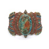 Bee on the Loose Armband Khirti - 18-23cm - dames - micro macramé - waxcord - siersteen - kralen - handmade