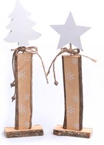 Houten Kerstster-Kerstboom op pilaar