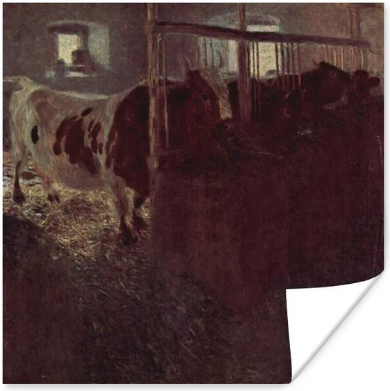 Poster Koeien in de schuur - schilderij van Gustav Klimt - 30x30 cm