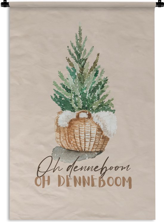 Wandkleed - Wanddoek - Kerst - Spreuken - Quotes - Oh denneboom oh denneboom - 120x180 cm - Wandtapijt