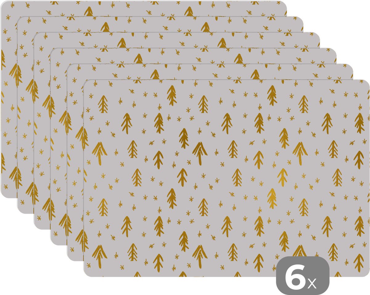 Placemats kerst Kerstboom Patronen Design Goud Kerst