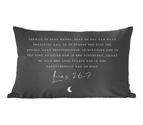 Sierkussens - Kussentjes Woonkamer - 60x40 cm - Kerst - Quotes - Spreuken - Kerstverhaal - Lucas 2:6-7 - Kerstversiering - Kerstdecoratie voor binnen - Woonkamer