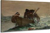 Schilderij - Winslow Homer, The Herring Net, Het haringnet, , 1885,   100x70